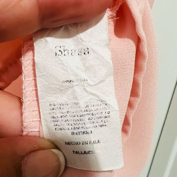 Shasa Women's Blouse With Back Bow and Deep V-Neck Detail Blush Pink Sz. Small - Picture 5 of 8